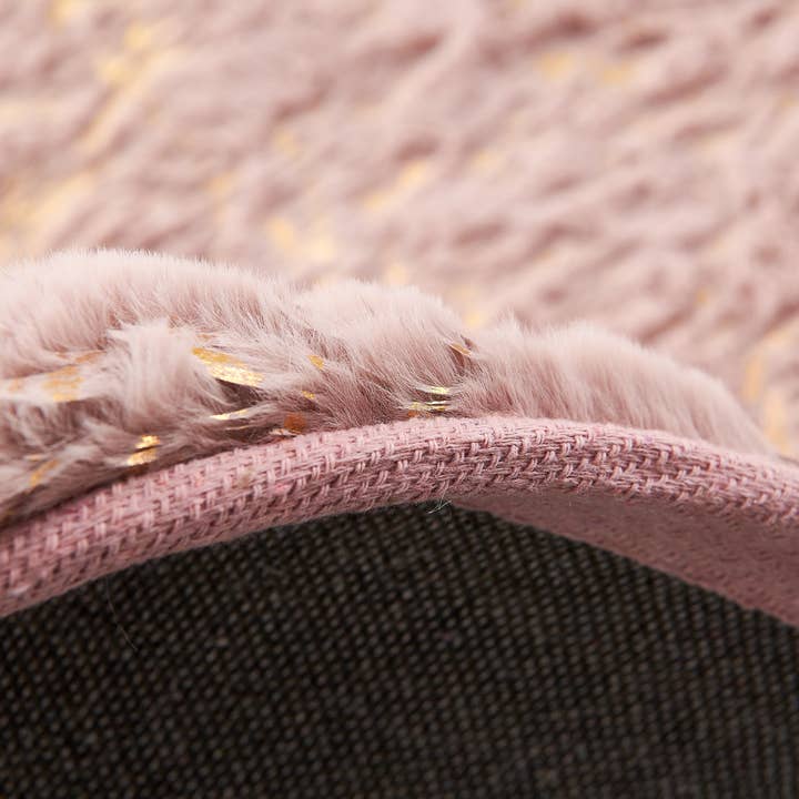 Amazing Rugs – Großhandel Teppichvorleger – Lily Dust abstrakter, goldvergoldeter Chinchilla-Kunstpelzteppich, Rosa8