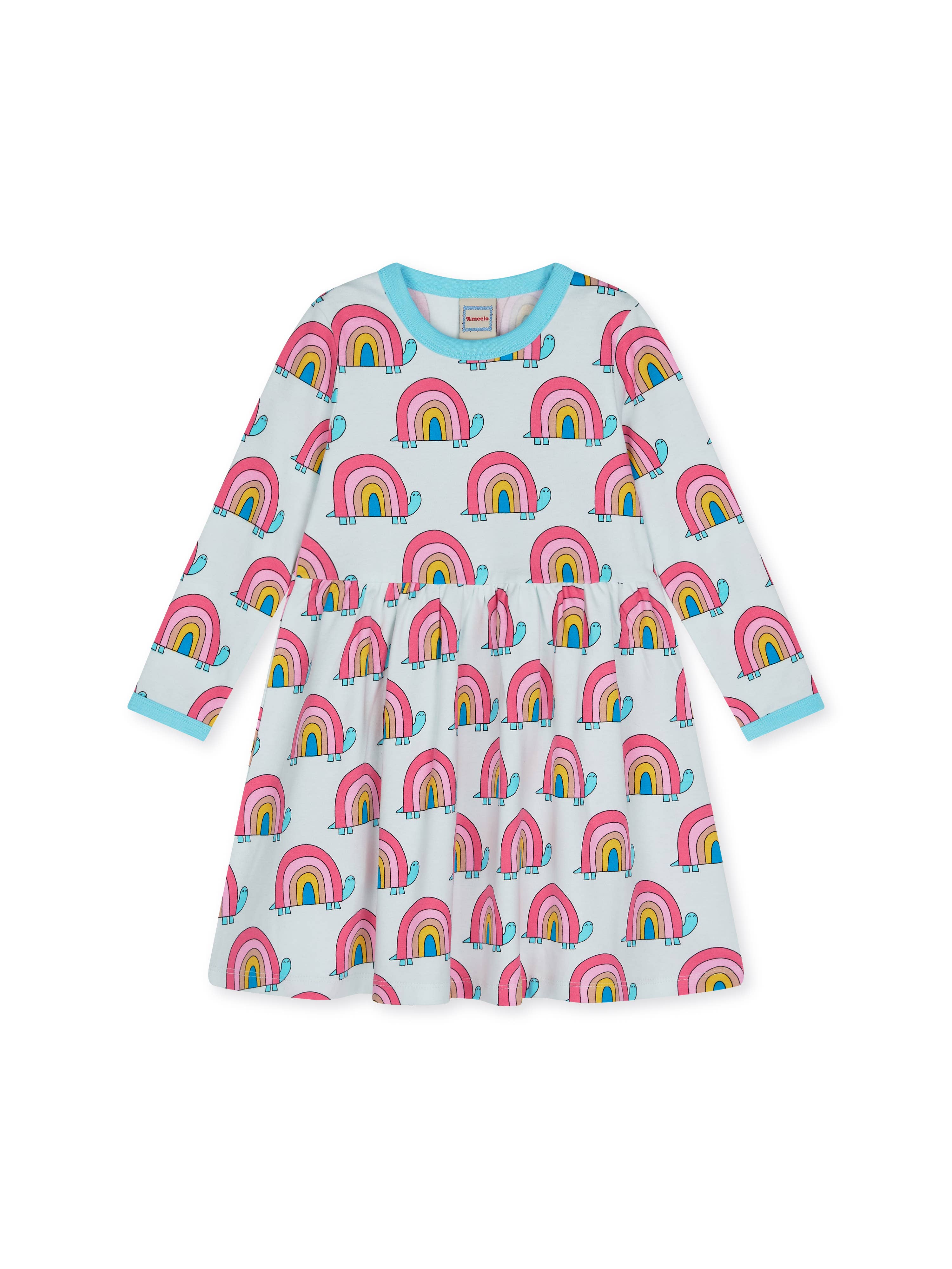 Ameelo – Engroshandel Kjole - Børn – Økologisk bomuld Emma kjole - Regnbue Skildpadde1