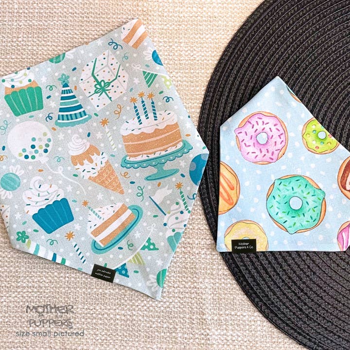 Blue Birthday Bandana for wholesale by Mother Puppers Co.