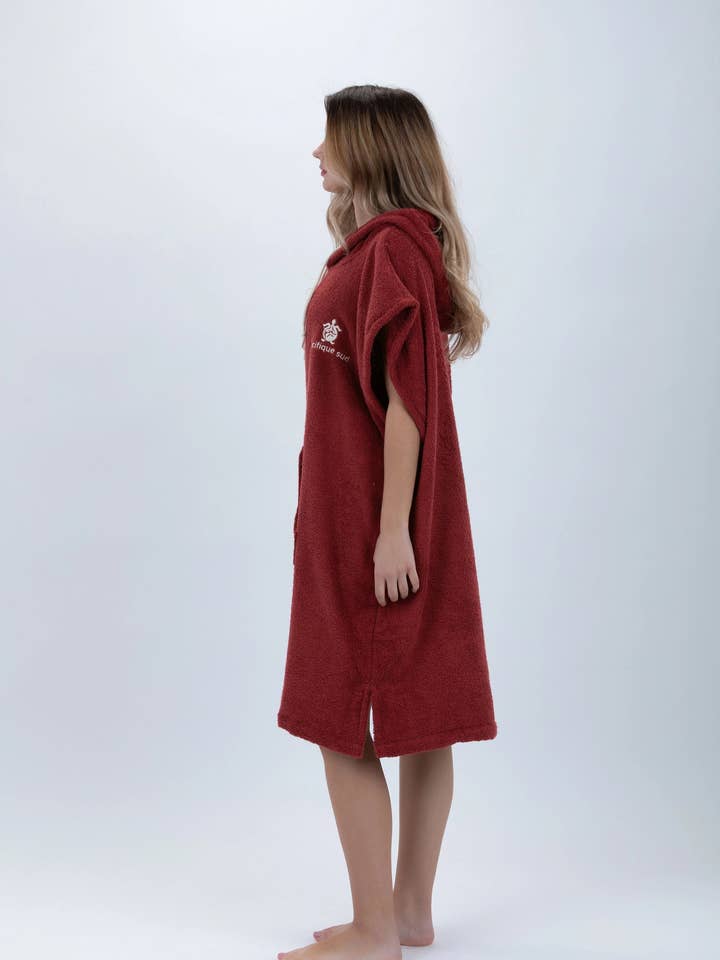 PACIFIQUE SUD - Wholesale Poncho - Women's - Poncho Surf Bordô - Tamanho Médio - Algodão - sem mangas1