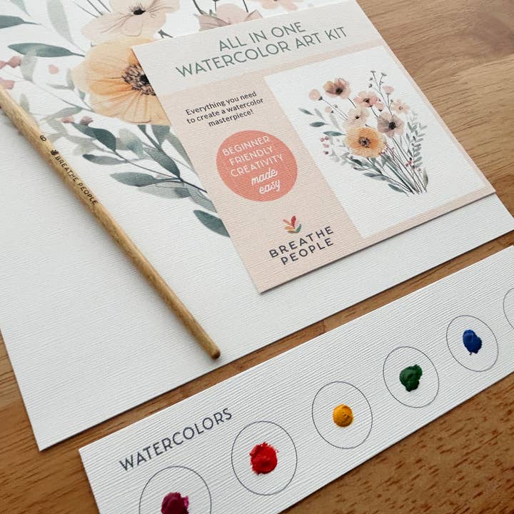 Breathe People - Wholesale DIY Craft Kit - All-In-One Beginner Watercolor Kit - Wildflowers