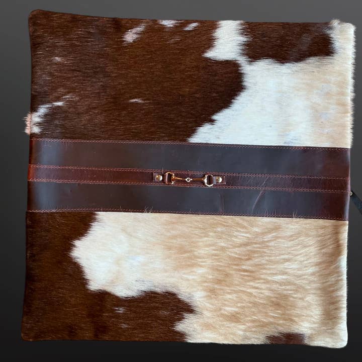 Westrian International - Wholesale Throw Pillow Cover - CLEARANCE Snaffle Bit Cowhide Leather Pillow Cover 18”3