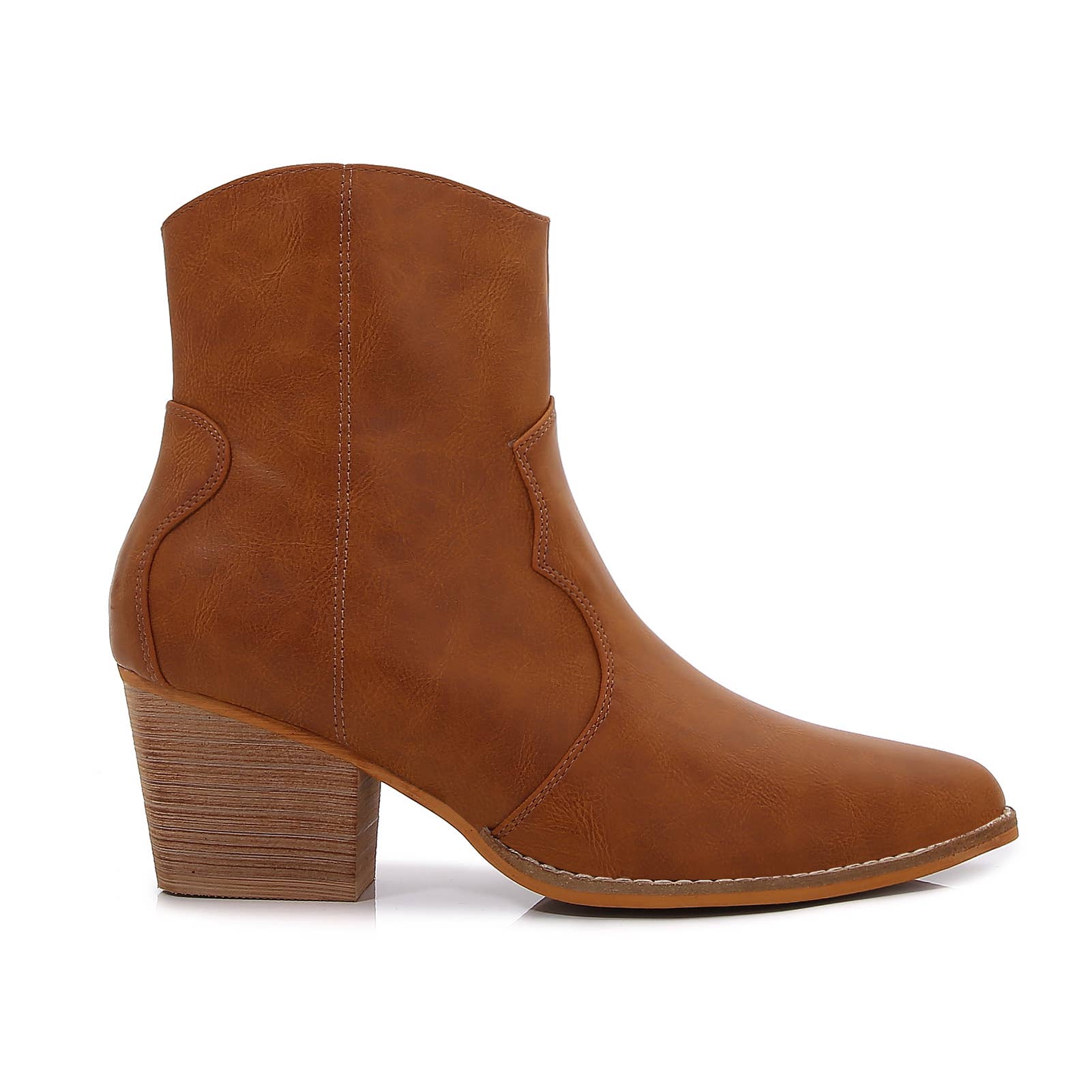 Shop Lev - Vente Bottines – femme - Bottes Western zippées en cuir PU à talons carrés pour femmes4