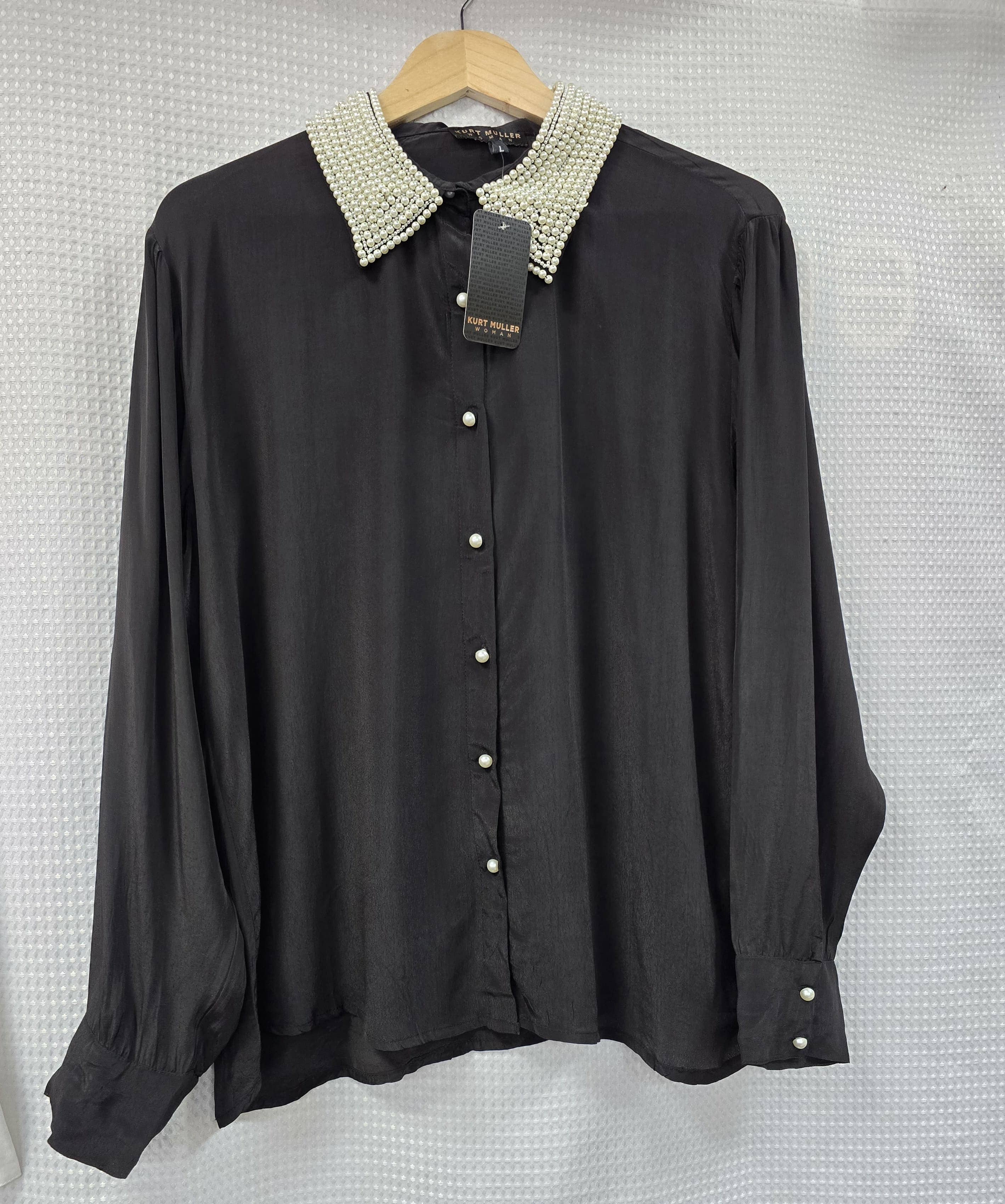 White Pearl Collar Lux Button Shirt for wholesale on Faire4