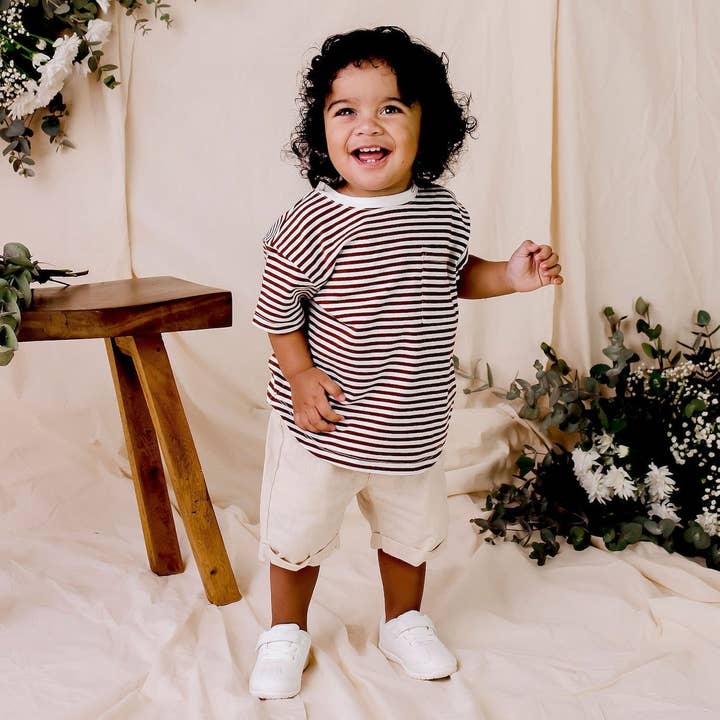 Designer Kidz - Wholesale T-shirt – Kids - Harvey S/S Stripe T-Shirt - Cocoa1