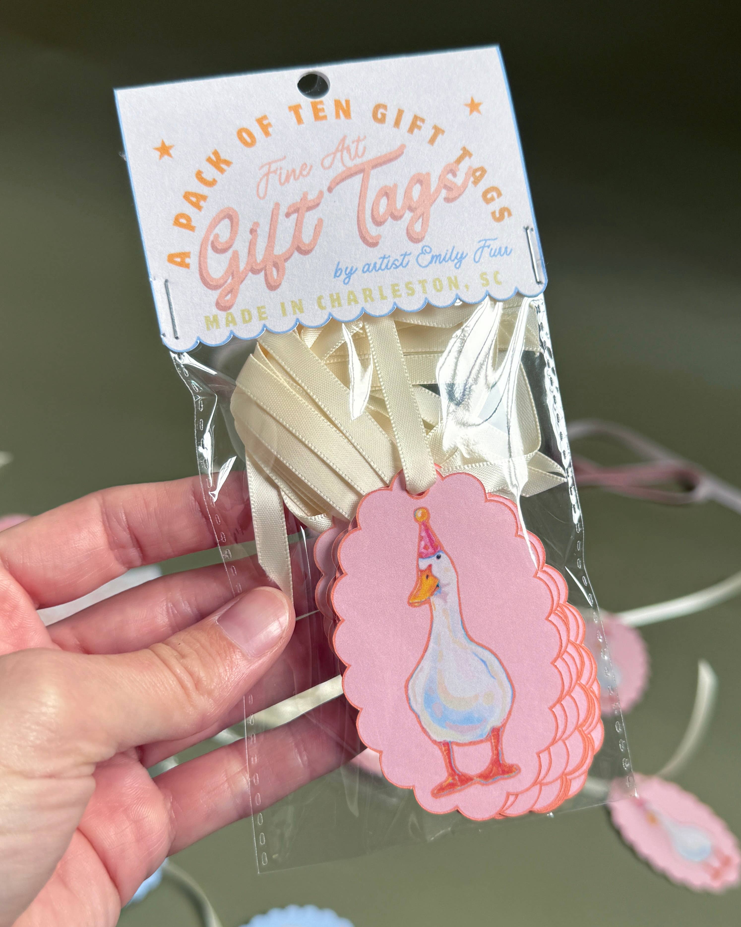 Emily Furr Fine Art - Wholesale Gift Tag - Party Duck Gift Tag Pack1