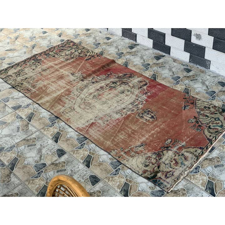 Turkish Vintage Geometric Anatolian Village Small Area Rug for wholesale by Oushak Rugs