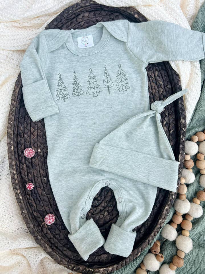 Baby Romper | Christmas Trees Green Baby Outfit- Christmas for wholesale by Wonderfully Made