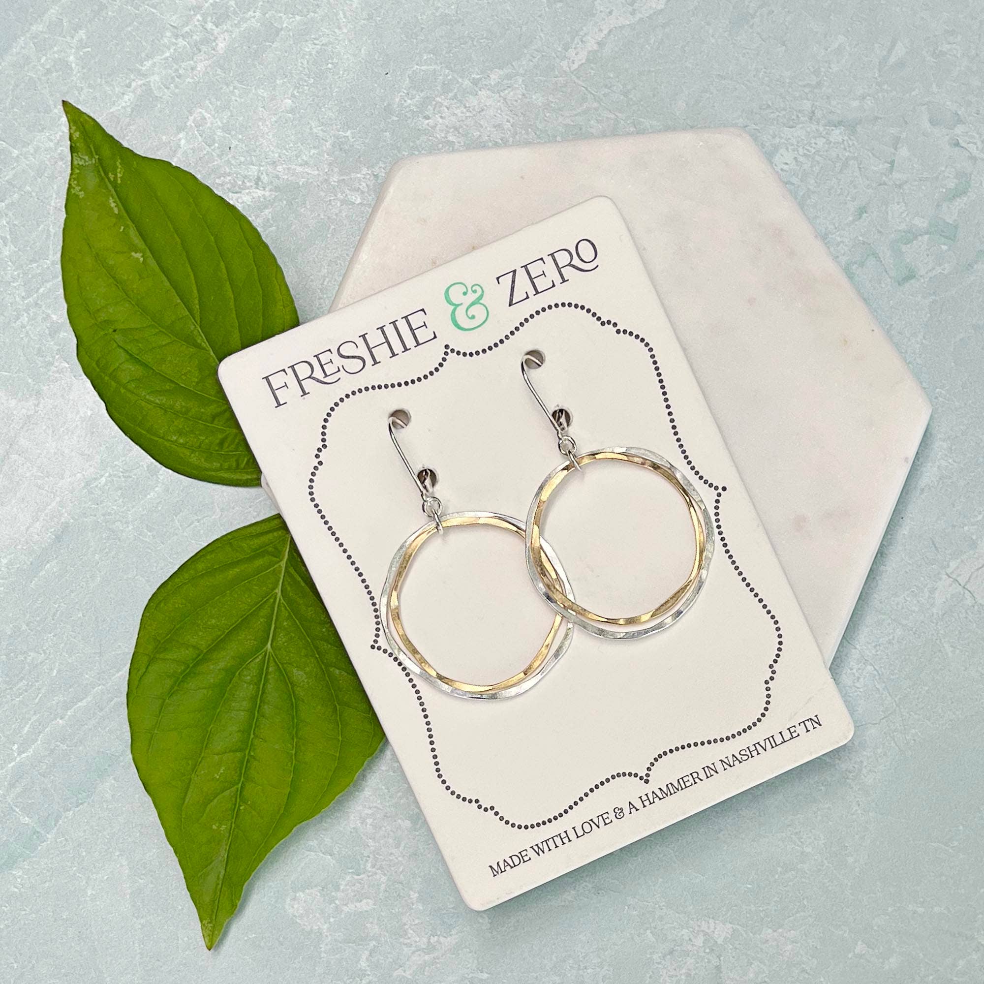 Freshie & Zero – Engroshandel Hængeøreringe og creoløreringe – Caldera øreringe - blandet guld og sølv cirkler1