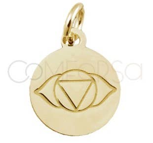 COM FORSA SL - Wholesale Individual Charm/Pendant - Sterling Silver 925 Gold-Plated "Ajna" Pendant 10 Mm0