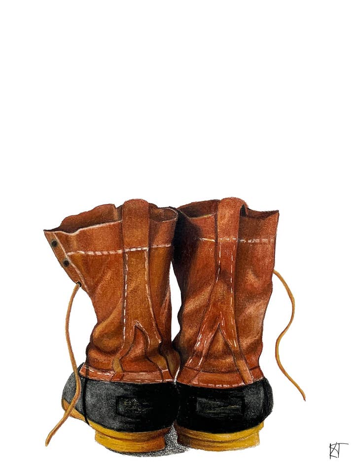 L.L. Bean Boots Print, Wall Art, Wall Decor, Fine Art, Print, Bean Boots, L.L. Bean for wholesale by Kelsey Telek Art, LLC.