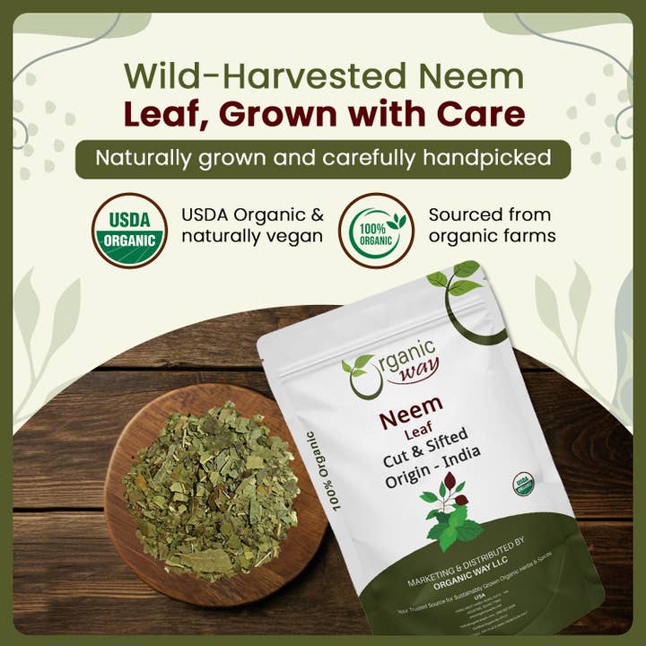 Organic Way LLC - Wholesale Herbs - Neem Leaf Cut and sifted | Herbal Tea | Premium Neem Leaf | USDA Certified | Non GMO & Gluten Free | Origin - India2