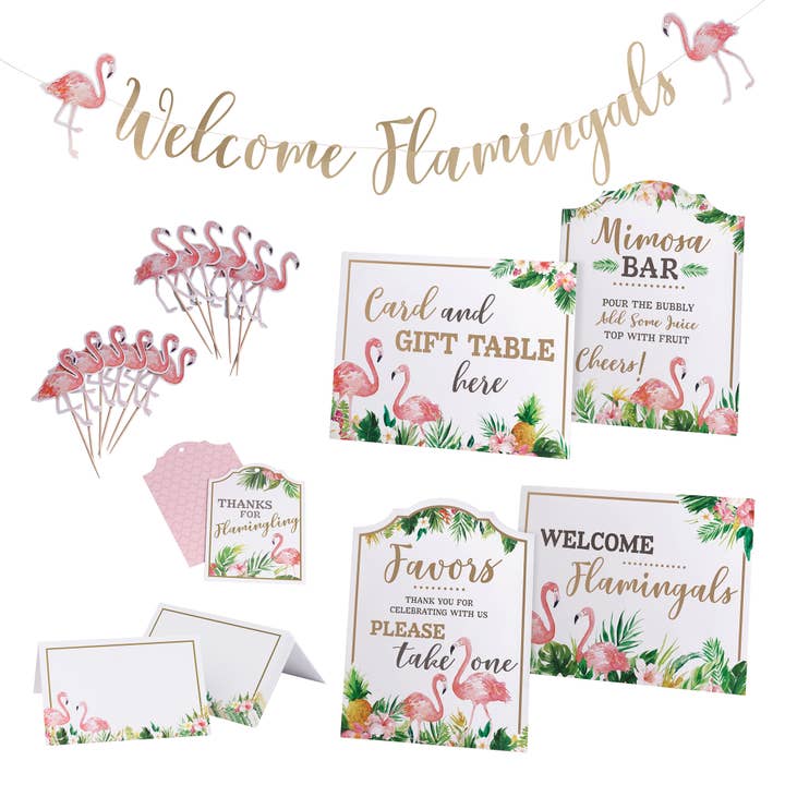 Rose Flamingo Theme Bridal Shower Decor Set for wholesale by Lillian Rose