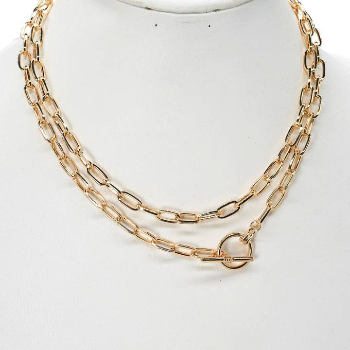 MiMi Wholesale - Vente Collier maille et chaîne - Collier Chaîne Ovale Petite avec Fermoir Toggle & Chaîne3