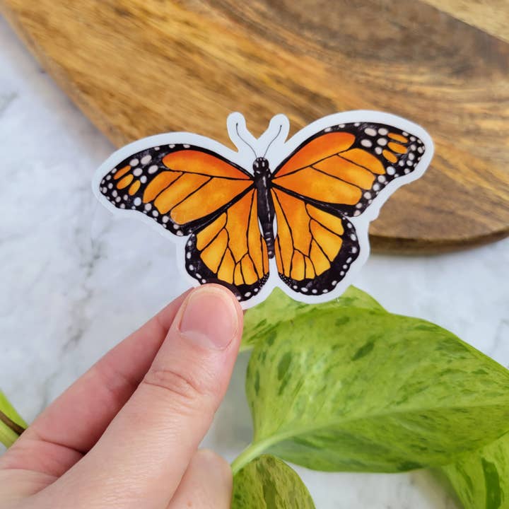 Monarch Butterfly Vinyl Sticker, 3.5x2" for wholesale by Chez Louie Designs