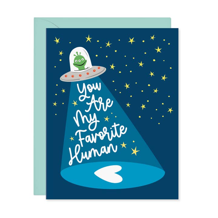 Lucy Loves Paper - Wholesale Friendship Card - You're My Favorite Human | Spaceship Card (A2 Size)