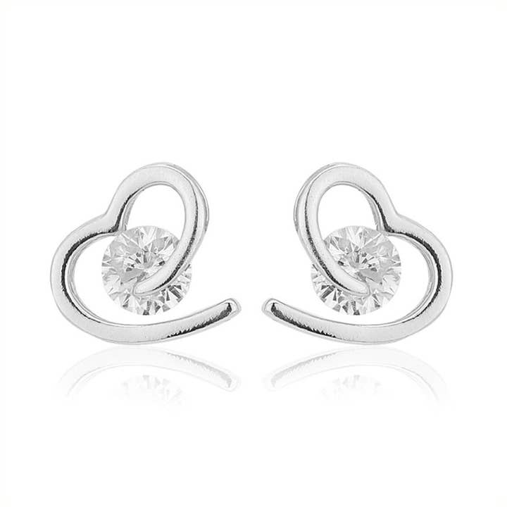 Heartcurls öronörhängen med zirkoniumoxid, Rhod. silver för wholesale av Vanbelle