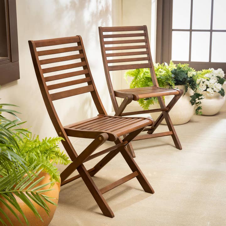 Eucalyptus Folding Bistro Chairs, Set of 2 for wholesale by Evergreen Enterprises