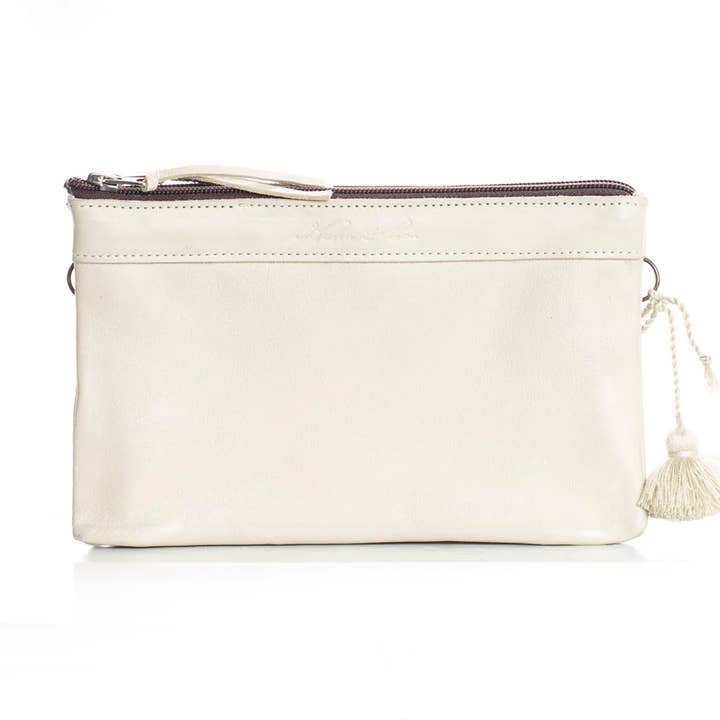 Double Perfect Clutch - Volledig van leer - Bone voor wholesale door Nena and Co