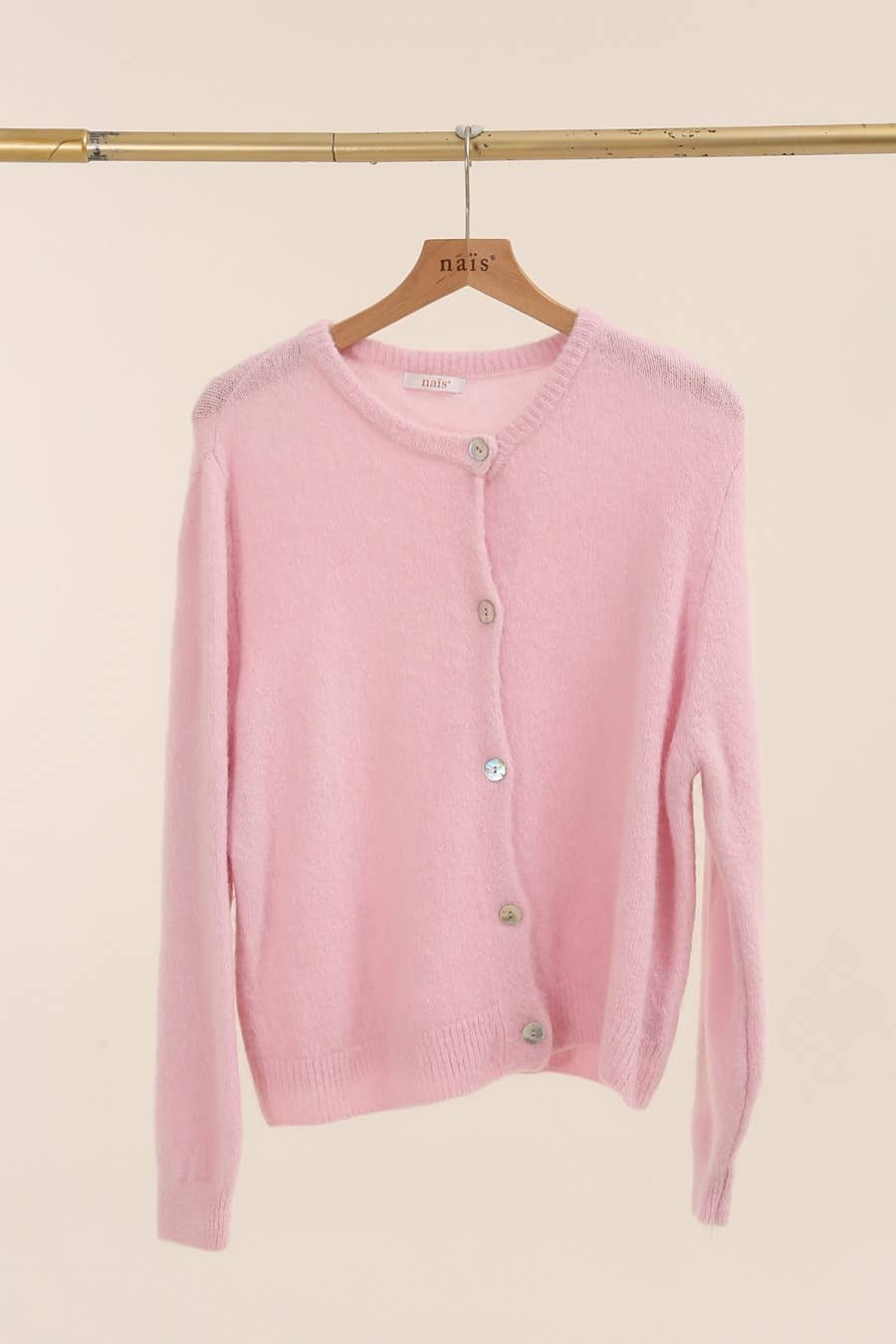 NAÏS PARIS - Wholesale Cardigan - Women's - SUPER FINE ALPACA SHORT BUTTON CREW NECK CARDIGAN34