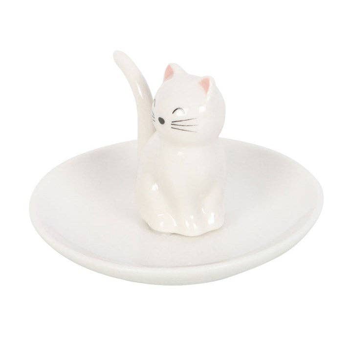 Something Different Wholesale – wholesale Jewellery dish – Sitting White Cat Face Trinket Dish2