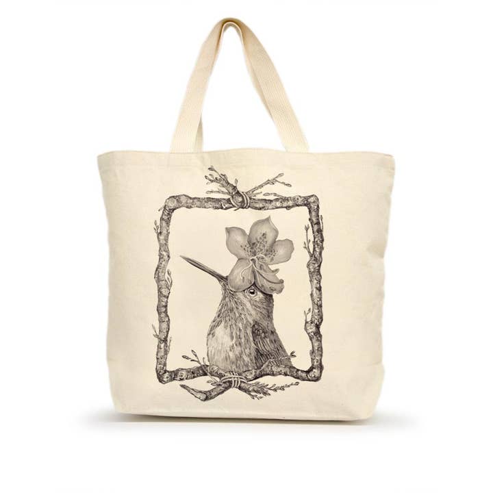 Rex the Hummingbird Large Tote (with Border) for wholesale by Eric & Christopher