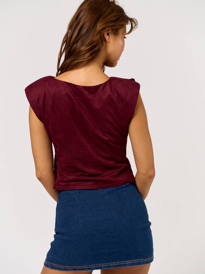 Blue Blush - Wholesale Blouse - Women's - Suede Fringe Detail Top12