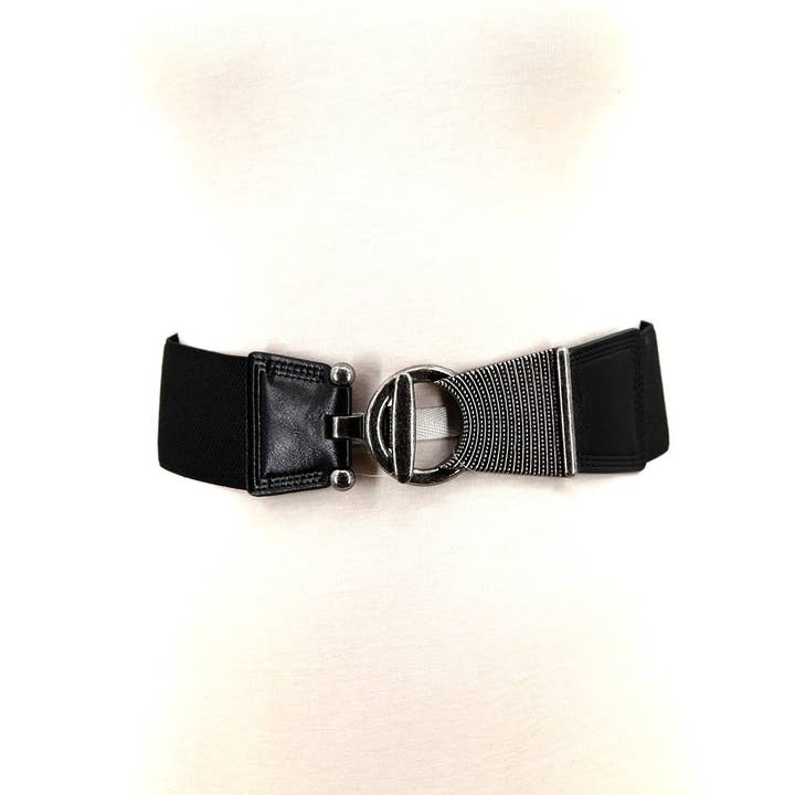 Textured Metal Buckle Stretch Belt in Nylon for wholesale by COMECO INC