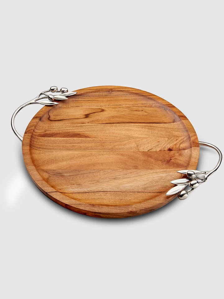 Olive Branch Acacia Träbricka 14" för wholesale av Mary Jurek Design Inc