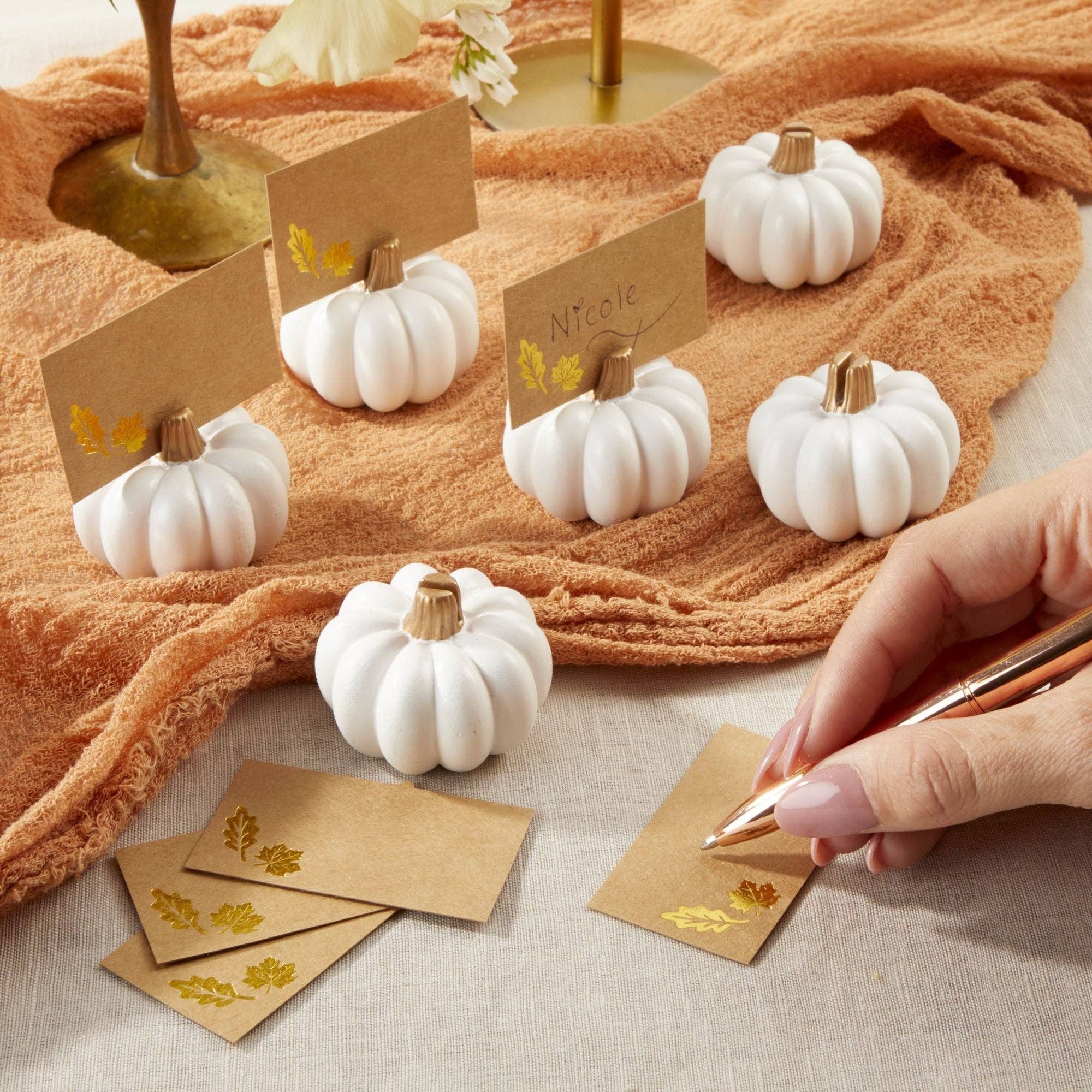 Kate Aspen - Wholesale Place Card / Place Holder - White Pumpkin Place Card Holder (Set of 6)7