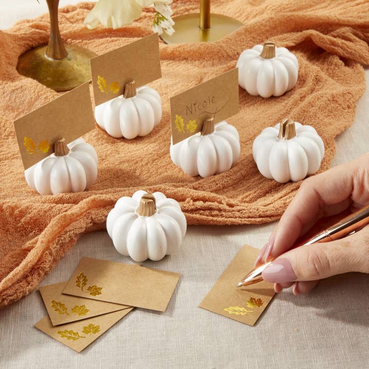Kate Aspen - Wholesale Place Card / Place Holder - White Pumpkin Place Card Holder (Set of 6)7