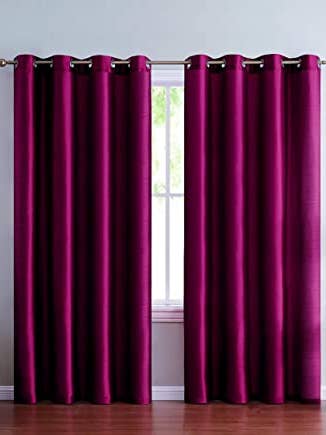 2pc Solid Faux Silk Grommet Top Curtains for Bedroom Room Darkening Panels Window Treatment Drapes for wholesale by Jenin Home Furnishing Inc
