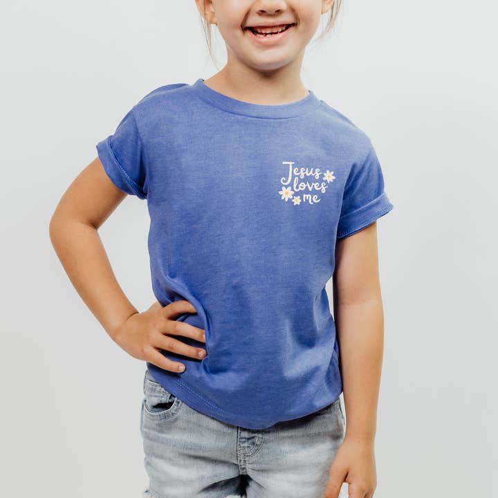 Christian Kid's Tshirt, Youth Tee, Jesus Loves Me, for wholesale by Scripted Pearl