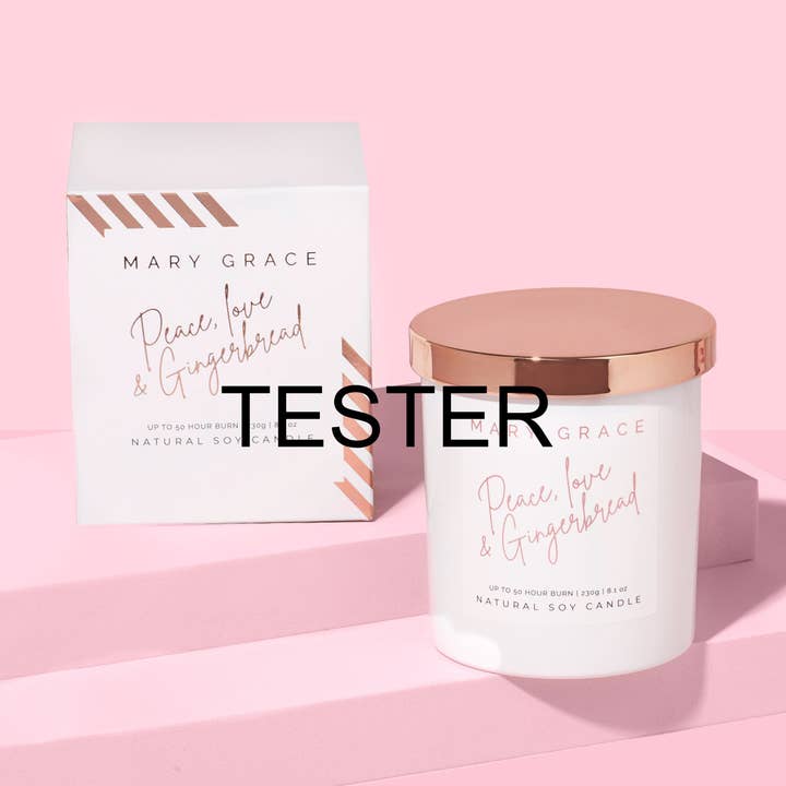 Peace, Love & Gingerbread TESTER for wholesale by Mary Grace
