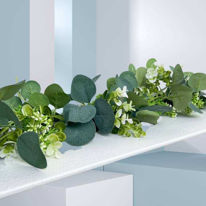 ACNITE(We cover U.S. import duties) - Wholesale Bunting/garland - Green Artificial eucalyptus garland baby's breath faux vine1