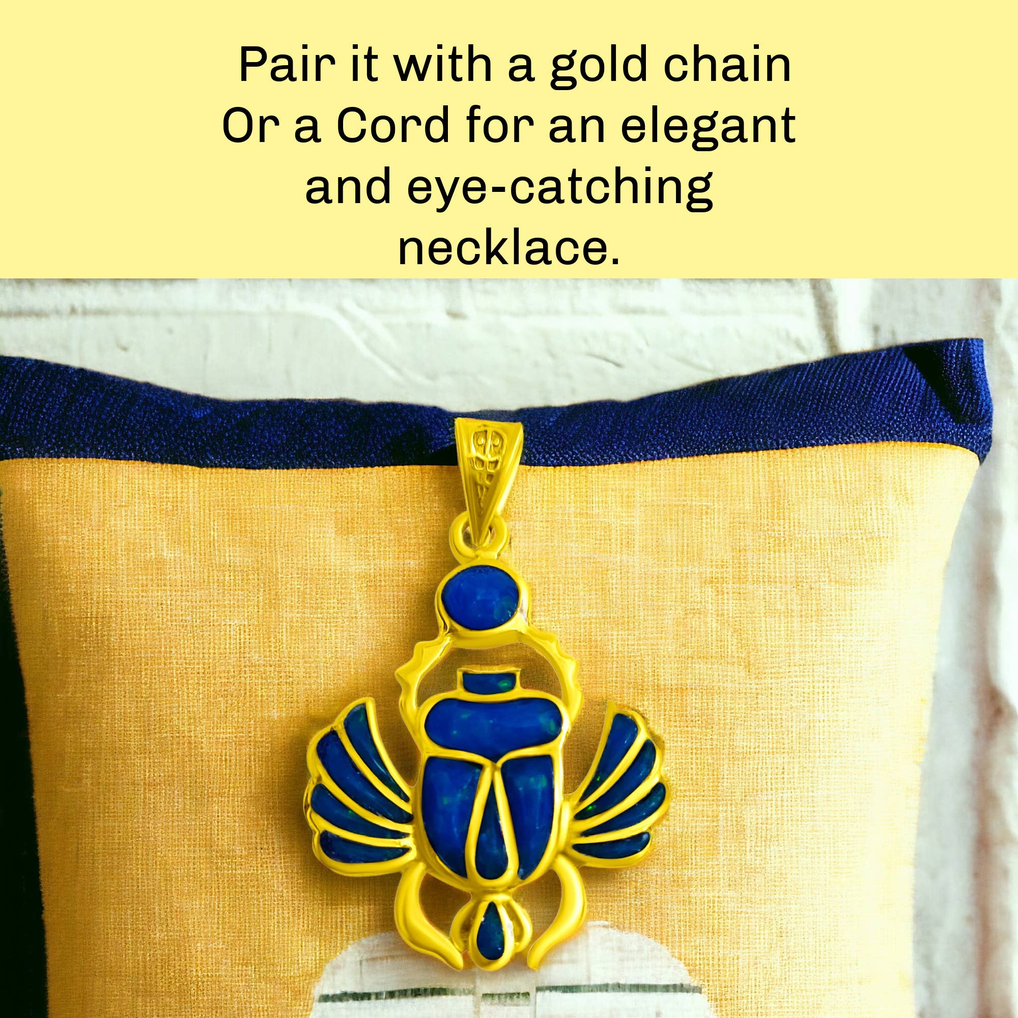 ALADDIN'S LAMP JEWELRY - Wholesale Individual Charm/Pendant - Gold Winged Royal Scarab Of Regeneration Blue Opal Pendant10