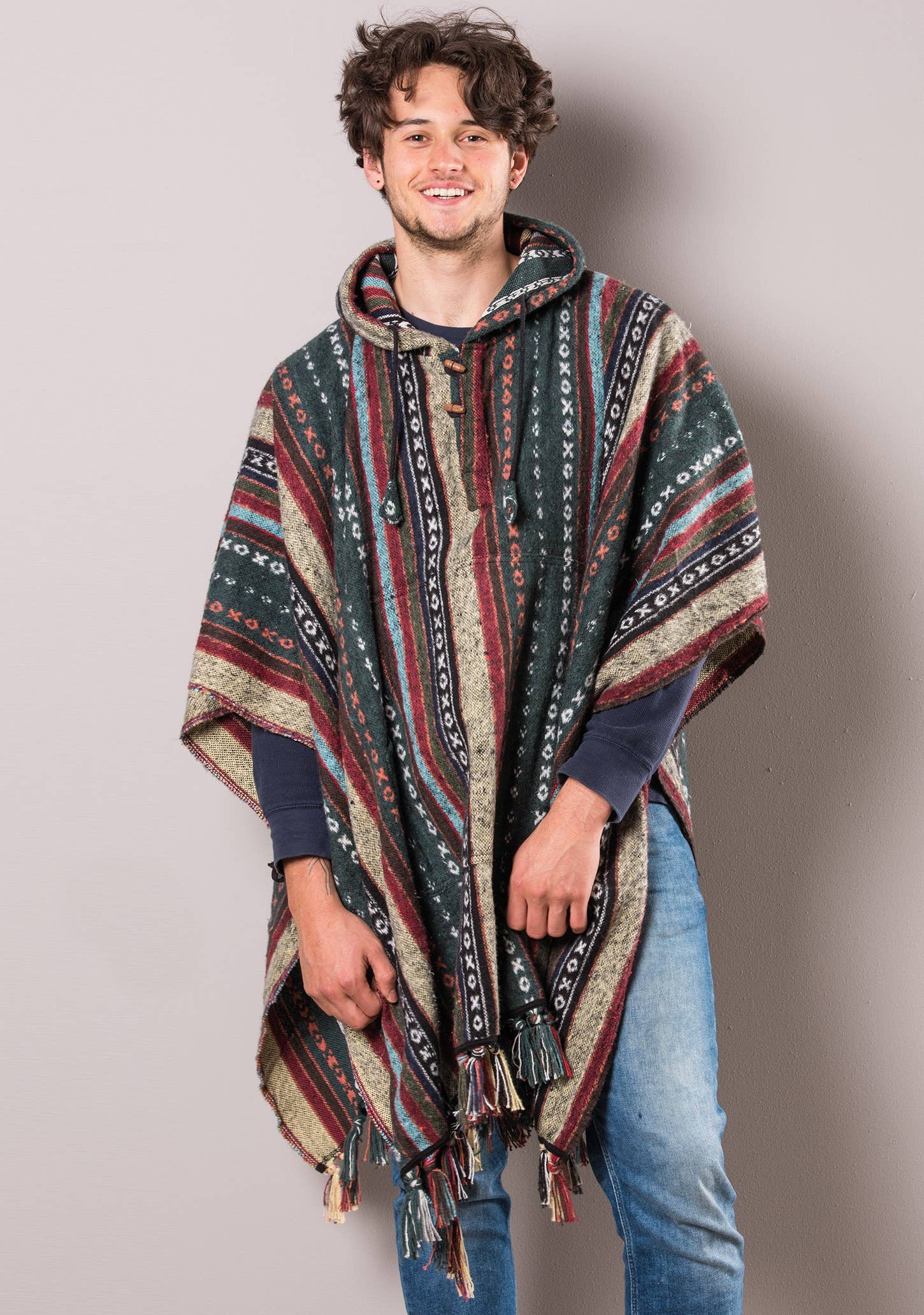 Namaste - Vendita all'ingrosso Poncho - Unisex - Poncho Annapurna in Gheri spazzolato0