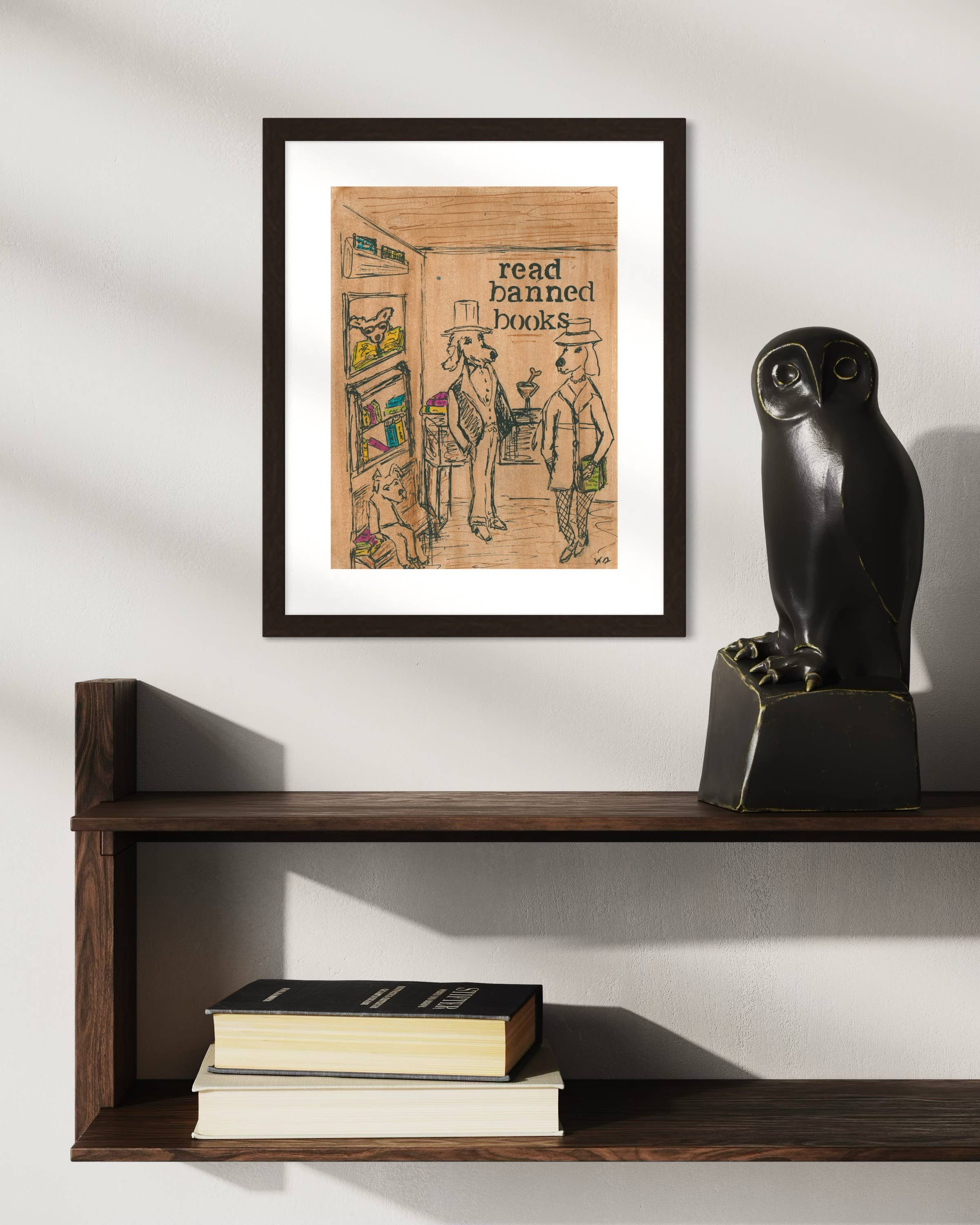 Bernie Street Studios - Wholesale Art Print - READ BANNED BOOKS New Yorker inspired original dog print1