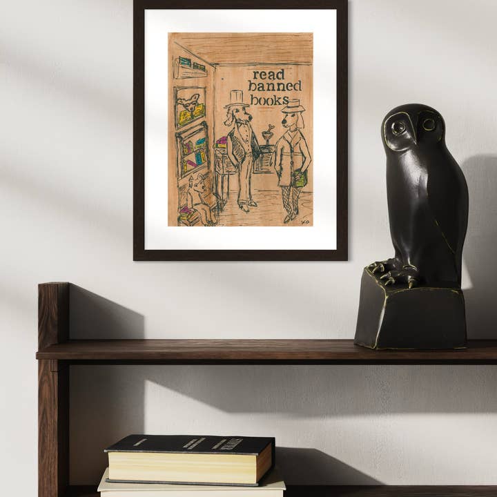 Bernie Street Studios - Wholesale Art Print - READ BANNED BOOKS New Yorker inspired original dog print1