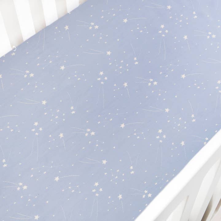 Once Upon A Time Crib Sheet - Blue for wholesale by Gooselings