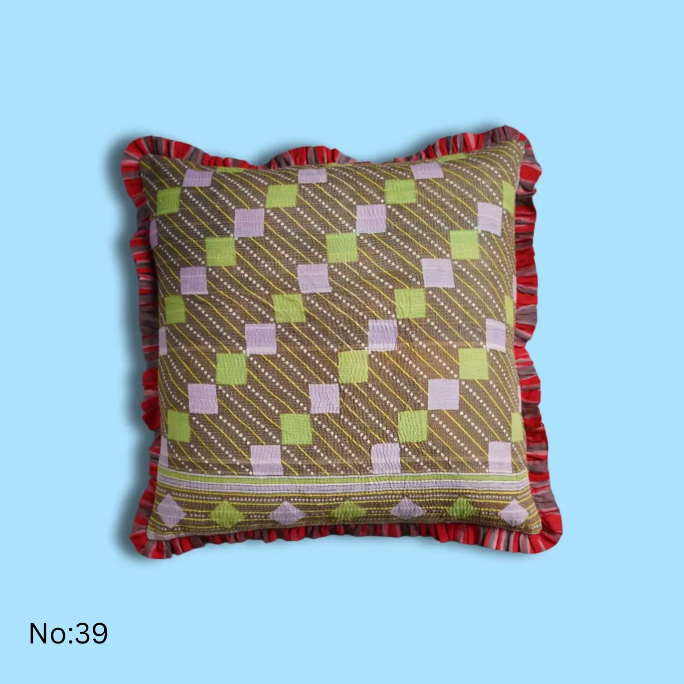 Annahmol - Wholesale Throw Pillow Cover - One of a Kind Vintage Kantha & Ikat Pillow 239
