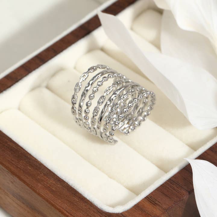 Kapyco - Wholesale Band/Stacked Ring - Stainless steel adjustable ring - BG3100881