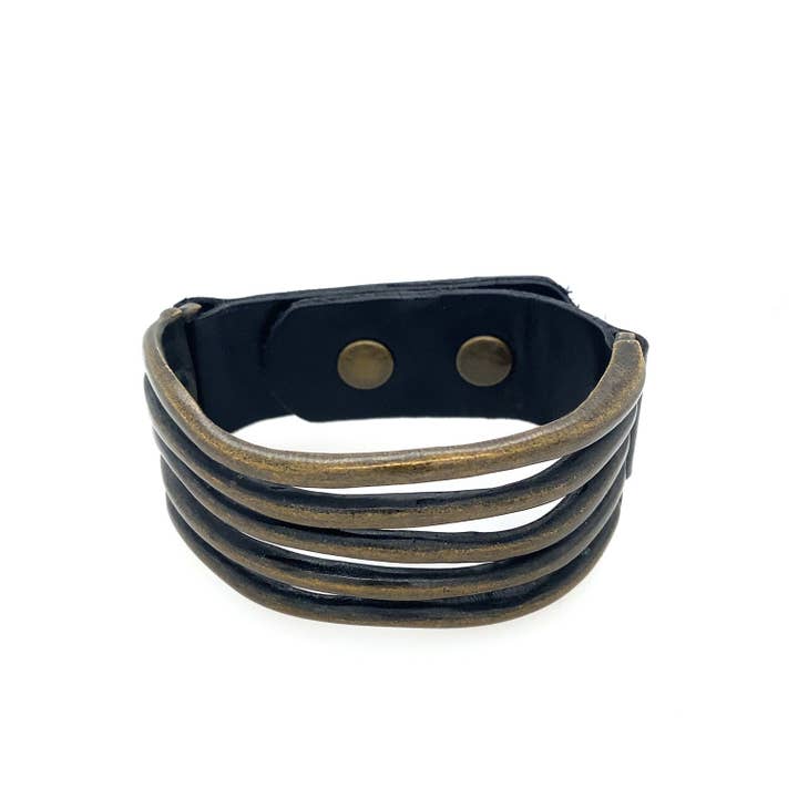 Rebel Designs Accessories – wholesale Manschettarmband – Brett metallvåg läderarmband