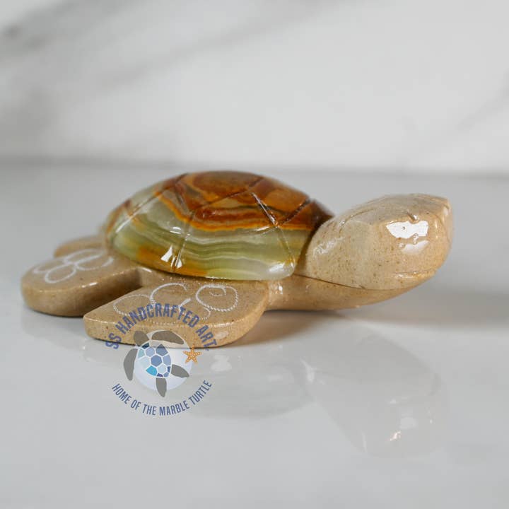 SS handcrafted Art - Wholesale Decorative Figurine - Marble Turtle Light Body 3"1