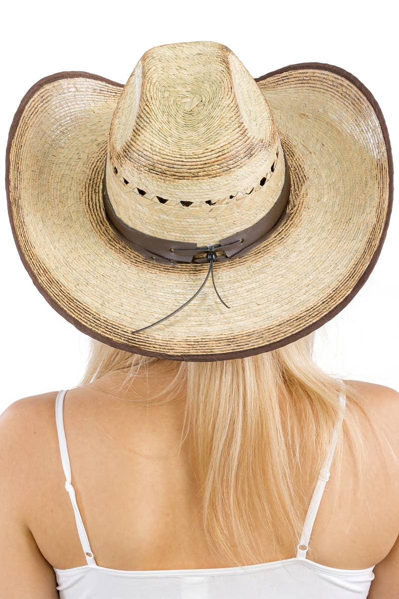 Cap Zone - Wholesale Cowboy Hat - Women's - Vented Vintage Burnt Cutter Palm Straw Cowboy Hat11