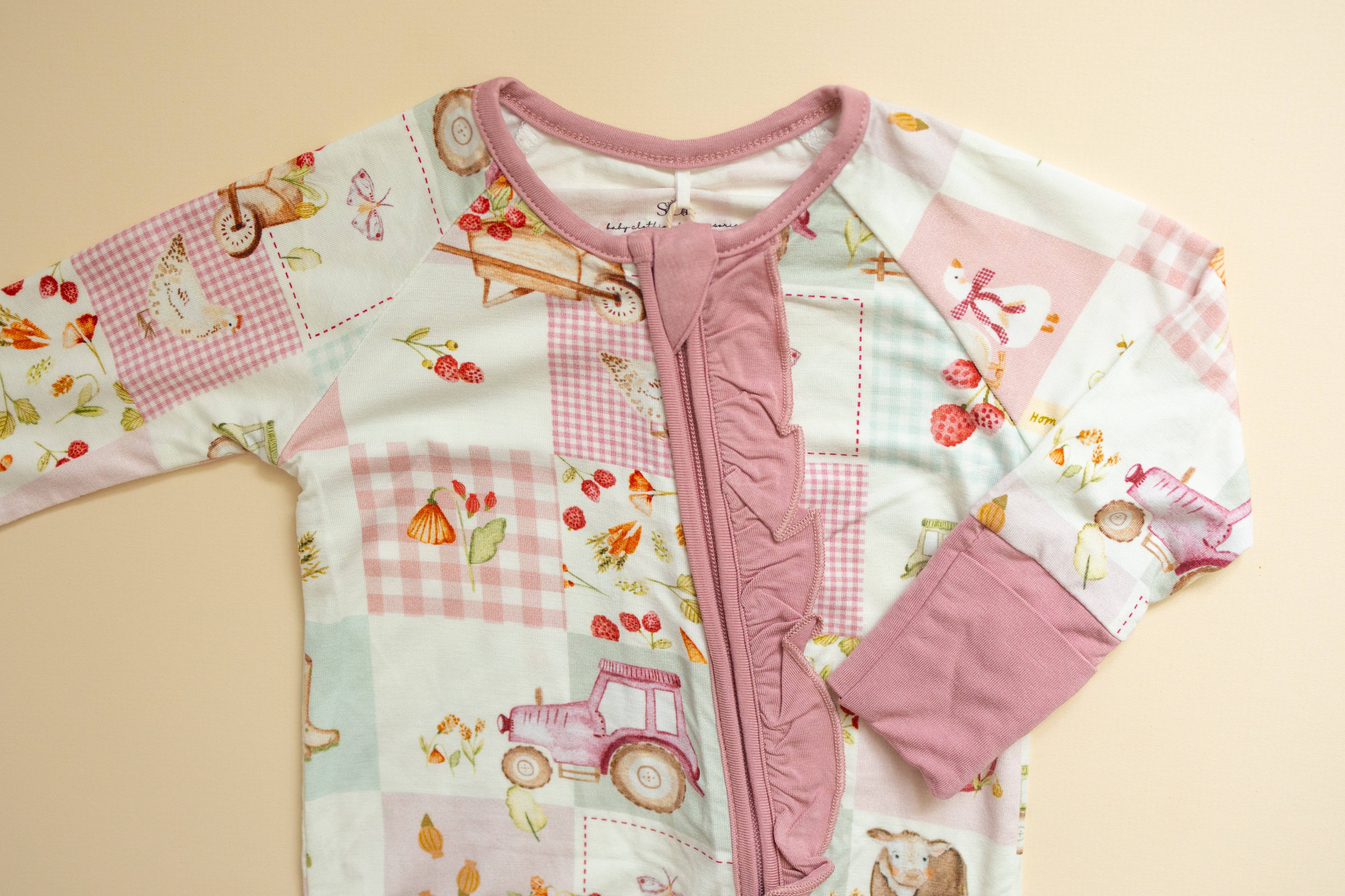 SOL Baby Clothing & Accessories - Wholesale Jumpsuit - Baby - Pink Farm Bamboo Romper1