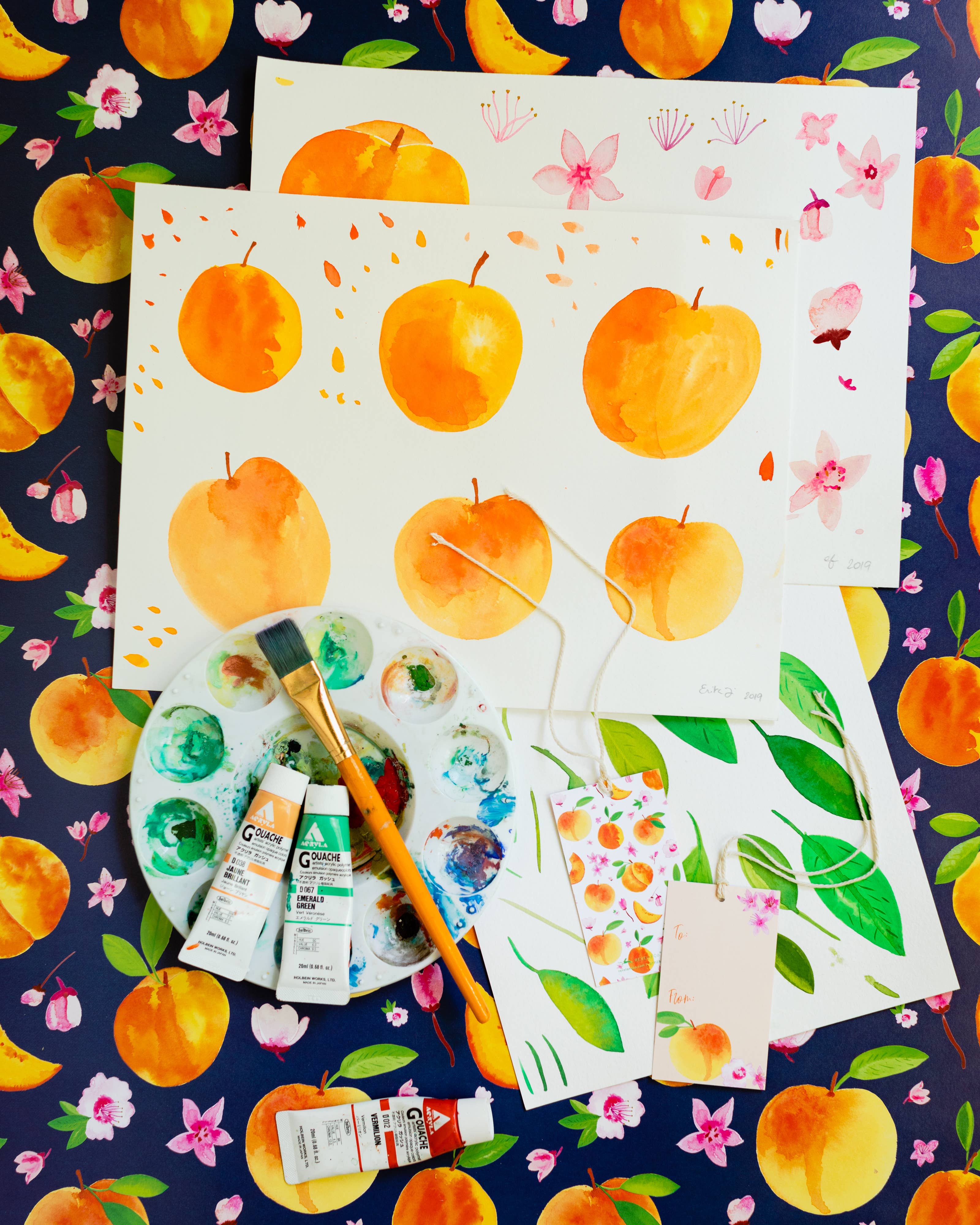 REVEL & Co. - Wholesale Wrapping Paper Roll - Peaches Gift Wrap Roll (3 sheets/roll)3