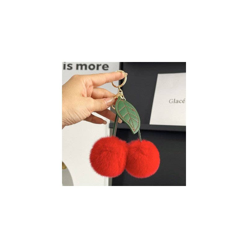 FurDecoration - Wholesale Keychain - Women's - Cherry Rabbit Hair Otter Car Keychain0