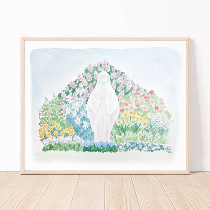 Mary Garden Watercolor Art Print for wholesale by White Clover Paper Co.