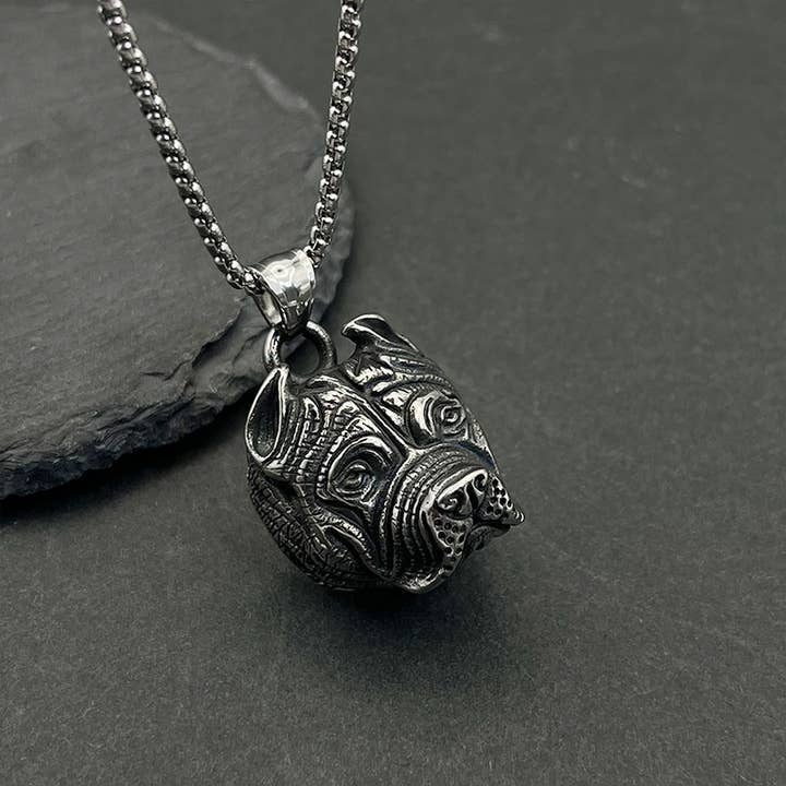 GemMeet - Wholesale Pendant/Charm Necklace - DIY Shar Pei Stainless Steel Pet Necklace 5